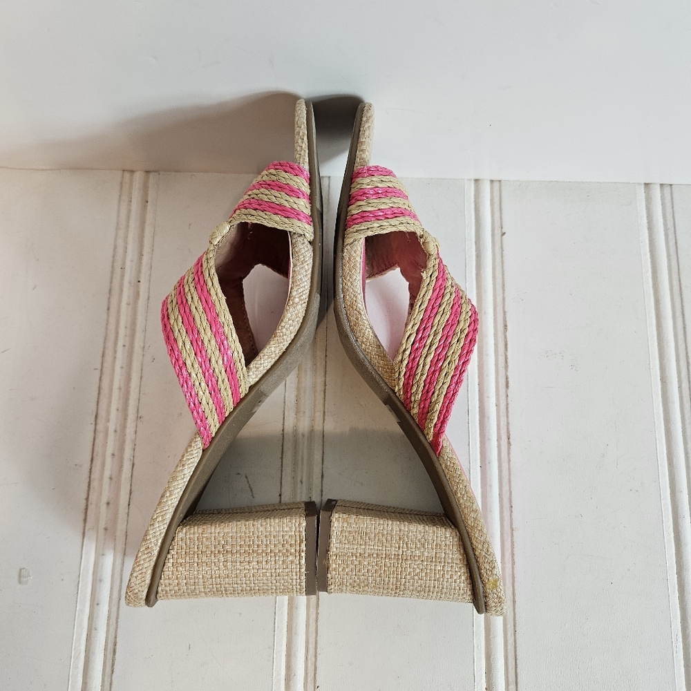 Dv Dolce Vita Sandals Pink Tan Raffia Haady Summer Shoes Womens Size 8.5 View 6